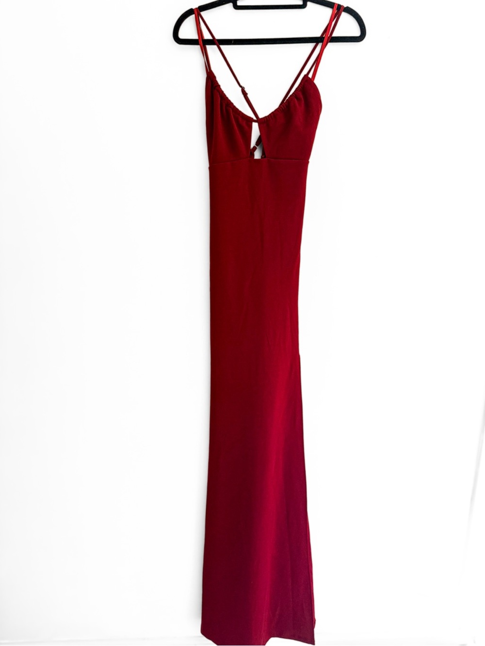 Windsor Deep Red Maxi Dress with Double Spaghetti Straps